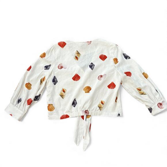 NWT Joie Shell Print Linen Top - Size 4 - Picture 2 of 5